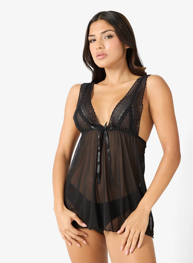 Ginger 2PC Satin Robe & Babydoll Set